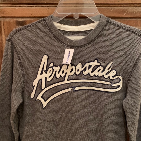Aeropostale Mens Thermal Long Sleeve Grey Top Size XS - Picture 2 of 9